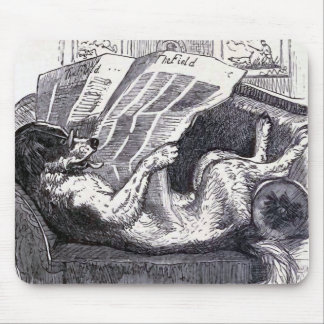 "Dog Reading Newspaper" Vintage Illustration Mouse Pad