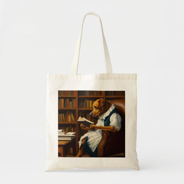 Dog Reading Tote Bag (Front)