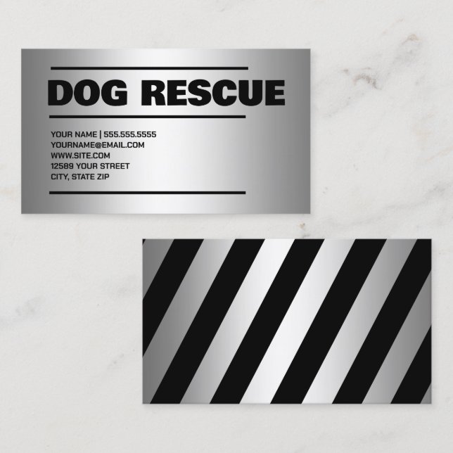 Dog Rescue Silver Business Card (Front/Back)