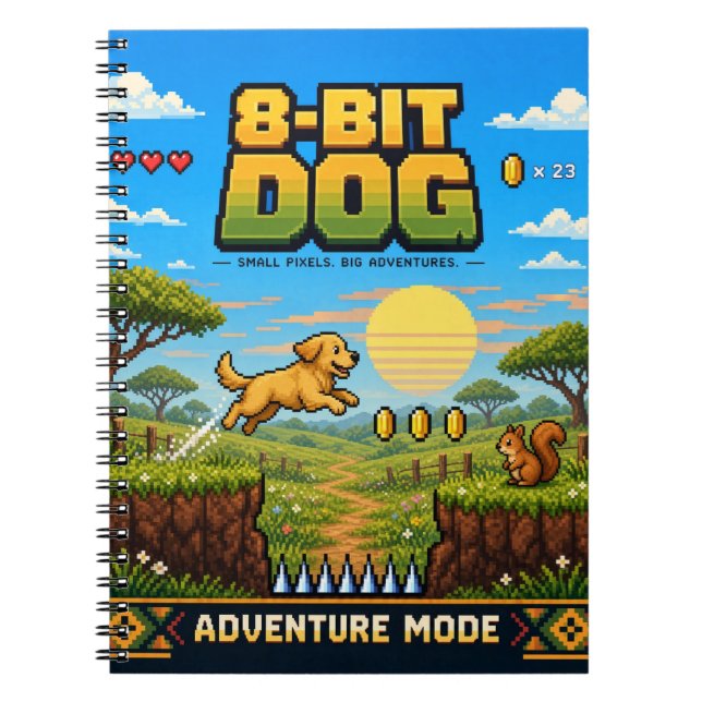Dog, Retro 8-Bit Pixel Art Notebook (Front)