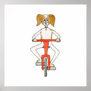 Dog Riding a Bike. Poster