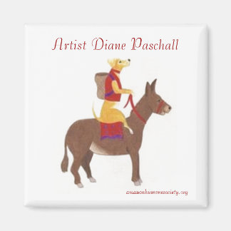 Dog riding a Donkey Magnet