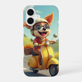 dog riding a scooter iPhone 16 case
