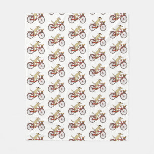 Dog Riding Bicycle with Cute Squirrel Patterned Fleece Blanket