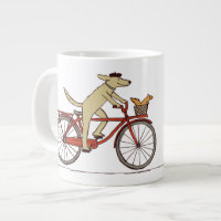 Dog Riding Bicycle with Squirrel - Fun Animal Art