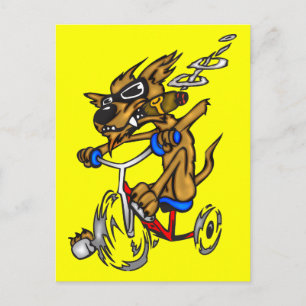 Dog Riding Bike Postcard