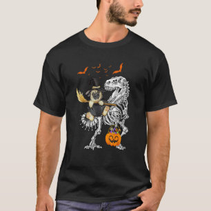 Dog Riding Dinosaur Pumpkin Halloween Kids T-Shirt