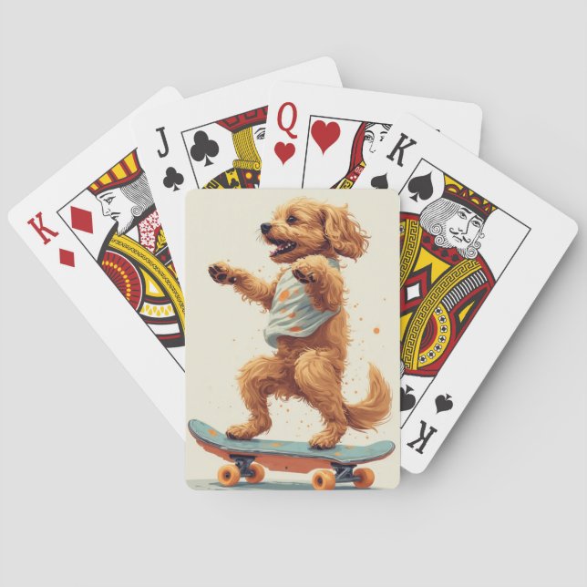 Dog Riding Skateboard Puzzle Playing Cards (Back)