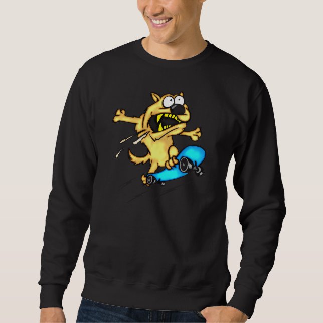 Dog Riding Skateboard Sweatshirt (Front)