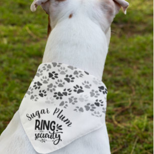 Dog Ring Security Personalised Black White Paws Bandana