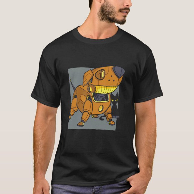 dog robot cat steampunk T-Shirt (Front)