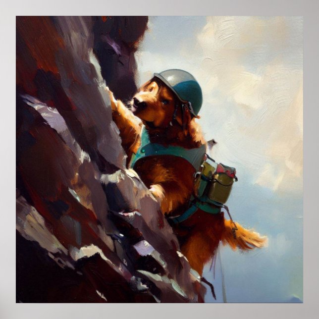 Dog Rock Climbing Poster (Front)