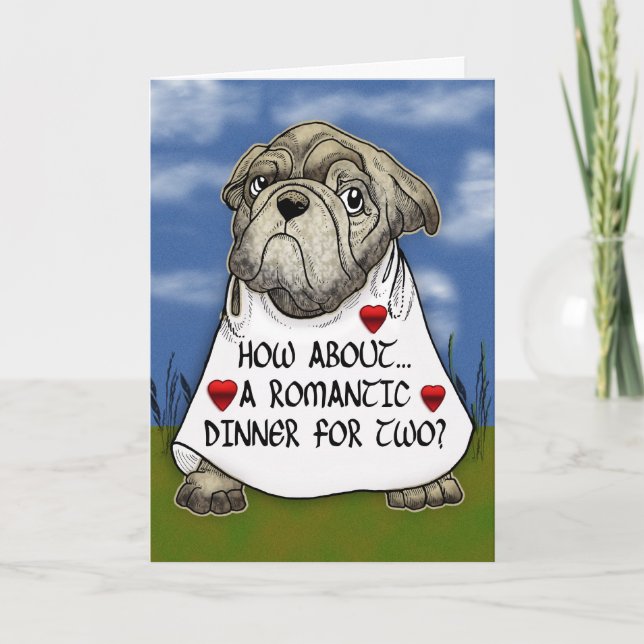 Dog Romantic Dinner For Two Greeting Card (Front)
