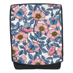 Dog rose and butterflies backpack