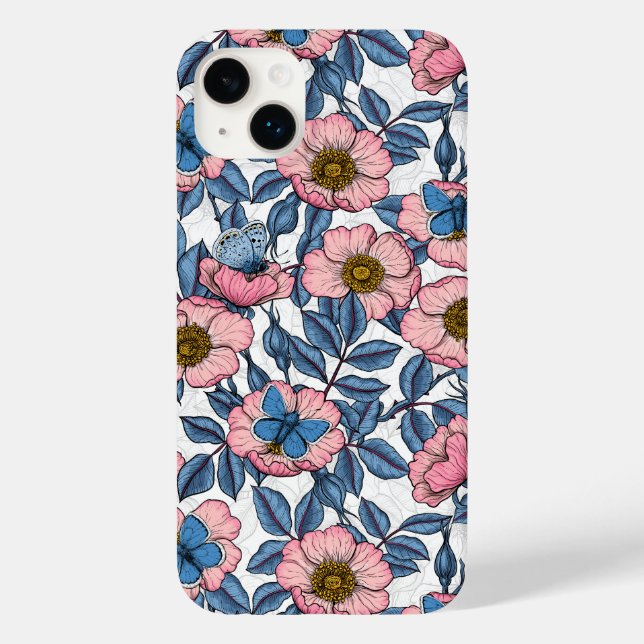 Dog rose and butterflies Case-Mate iPhone case (Back)