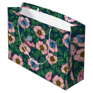 Dog rose and butterflies large gift bag