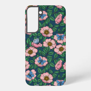 Dog rose and butterflies  samsung galaxy case