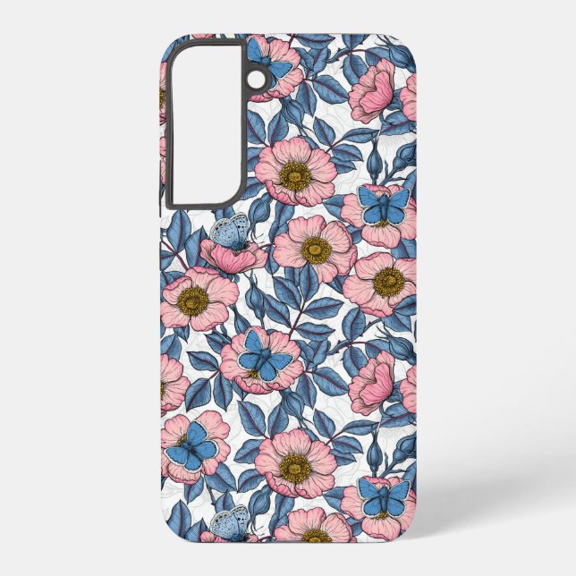 Dog rose and butterflies samsung galaxy s22+ case (Back)