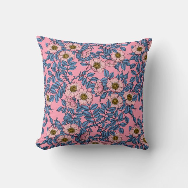 Dog rose pattern cushion (Front)