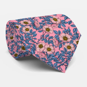 Dog rose pattern tie