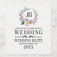 Dog-Rose Wreath Wedding Label Design
