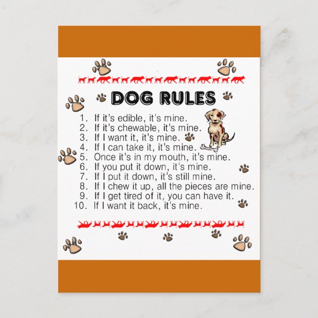 Dog Rules Postcard (Front)