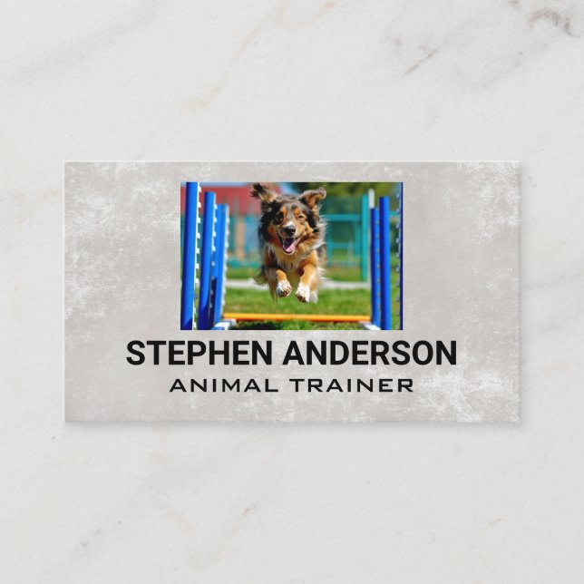 Dog Running Through Obstacle Course Business Card (Front)