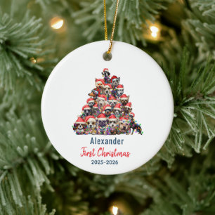 Dog’s First Christmas Cute Photo Holiday Ceramic Tree Decoration