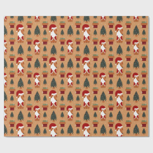 Dog Santa Claus Christmas Pattern Wrapping Paper