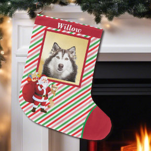 Dog Santa Claus Good List Photo Name Large Christmas Stocking