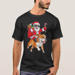 Dog Santa Claus Riding French Bulldog Christmas T-Shirt