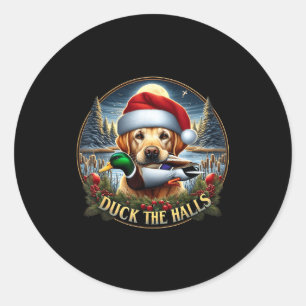 Dog Santa Duck Hunting Christmas Funny Adventure A Classic Round Sticker