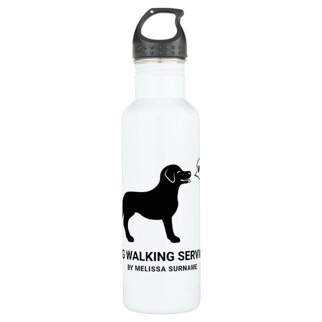 Dog Saying Walk? - Simple Black & White Dog Walker 710 Ml Water Bottle (Front)