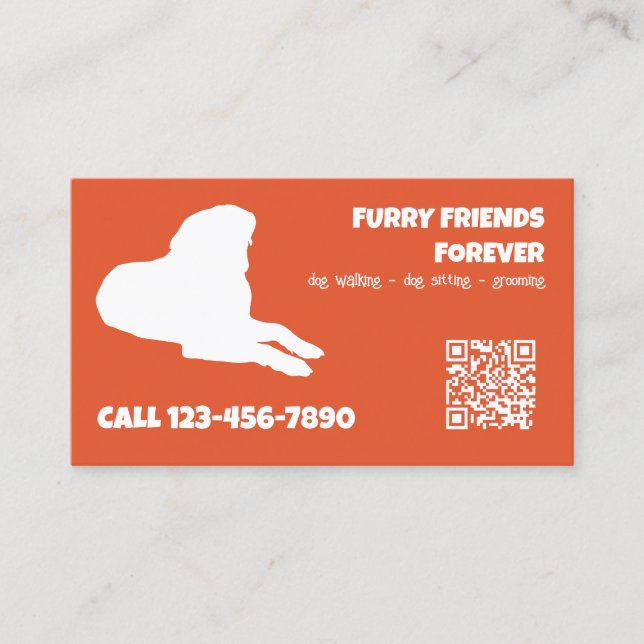 Dog Services Custom QR Business Card (Front)