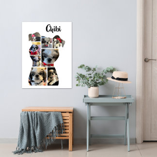 Dog Shape Photo Collage Poster