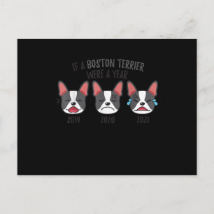 Dog Shirts If A Boston Terrier Was A Year Humour Postcard
