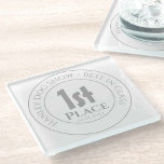 Dog Show - Best in Class 1st Prize Trophy Award Glass Coaster<br><div class="desc">Dog Show - Best in Class Competition Prize Trophy Award for a winner or runner-up of a prize competition. Commemorative trophy award. Glass award to commemorate a win or a place in a Dog Show - Best in Class event or competition. 1st prize. Includes Date of Achievement.</div>