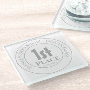 Dog Show - Best in Class 1st Prize Trophy Award Glass Coaster