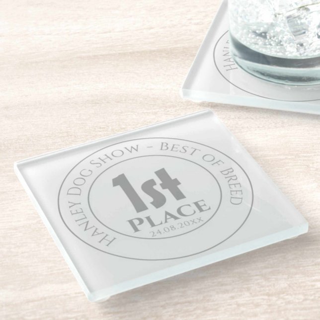 Dog Show - Best of Breed 1st Prize Trophy Award Glass Coaster (Creator Uploaded)