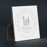 Dog Show - Best of Breed 1st Prize Trophy Award Plaque<br><div class="desc">Dog Show - Best of Breed Competition Prize Trophy Award for a winner or runner-up of a prize competition. Commemorative trophy award. Plaque award to commemorate a win or a place in a Dog Show - Best of Breed event or competition. 1st prize. Includes Date of Achievement.</div>