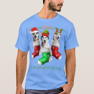 Dog Siberian Husky Christmas Socks Funny Xmas Paja T-Shirt