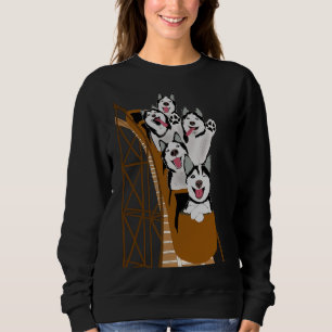 Dog Siberian Husky Dogs Riding A Roller Coaster Sweatshirt