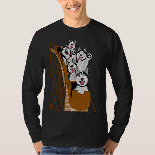 Dog  Siberian Husky Dogs Riding A Roller Coaster T-Shirt