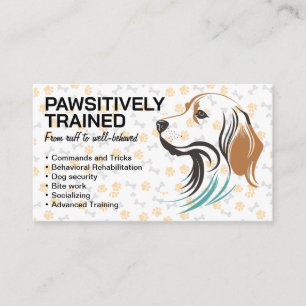 Dog Side View Paw and Bones Pattern Business Card