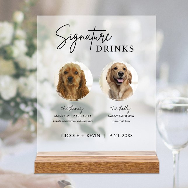 Dog Signature Drinks Sign Wedding Bar Acrylic Sign (Creator Uploaded)
