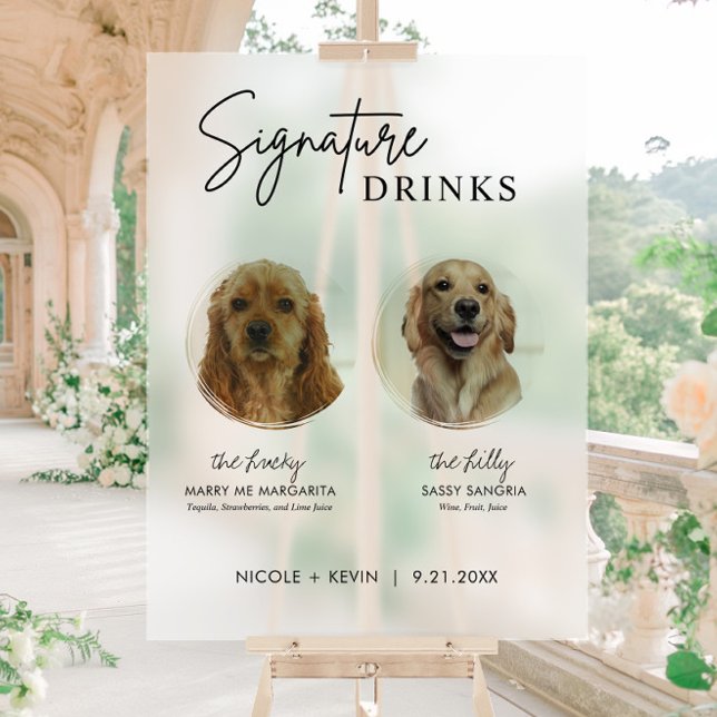 Dog Signature Drinks Sign Wedding Bar Acrylic Sign (Creator Uploaded)