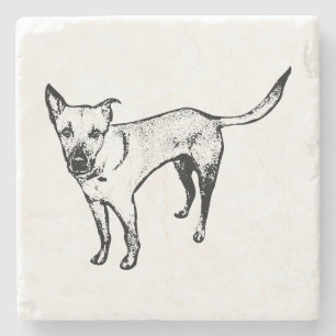 Dog Silhouette Coaster – Minimal Ink Line