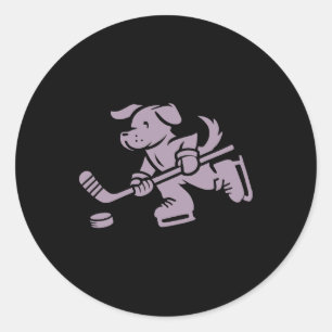 Dog Silhouette Golden Retriever Labrador Hockey Classic Round Sticker
