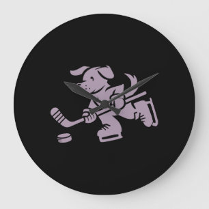 Dog Silhouette Golden Retriever Labrador Hockey Large Clock