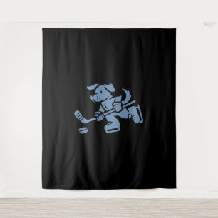 Dog Silhouette Golden Retriever Labrador Hockey  Tapestry